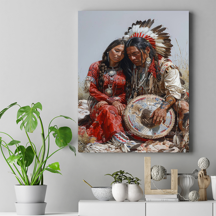 Harmony of Spirits in Sacred Bond Native American Canvas