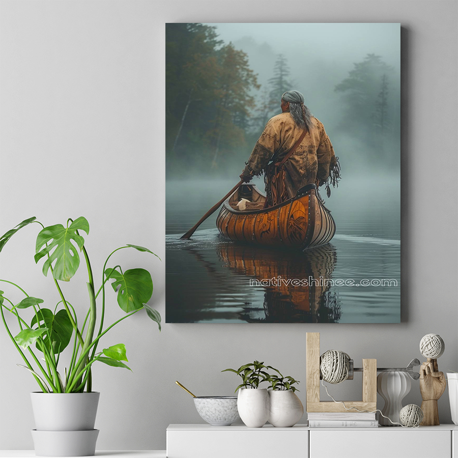 Journey Through Misty Ancestral Waters Native American Canvas