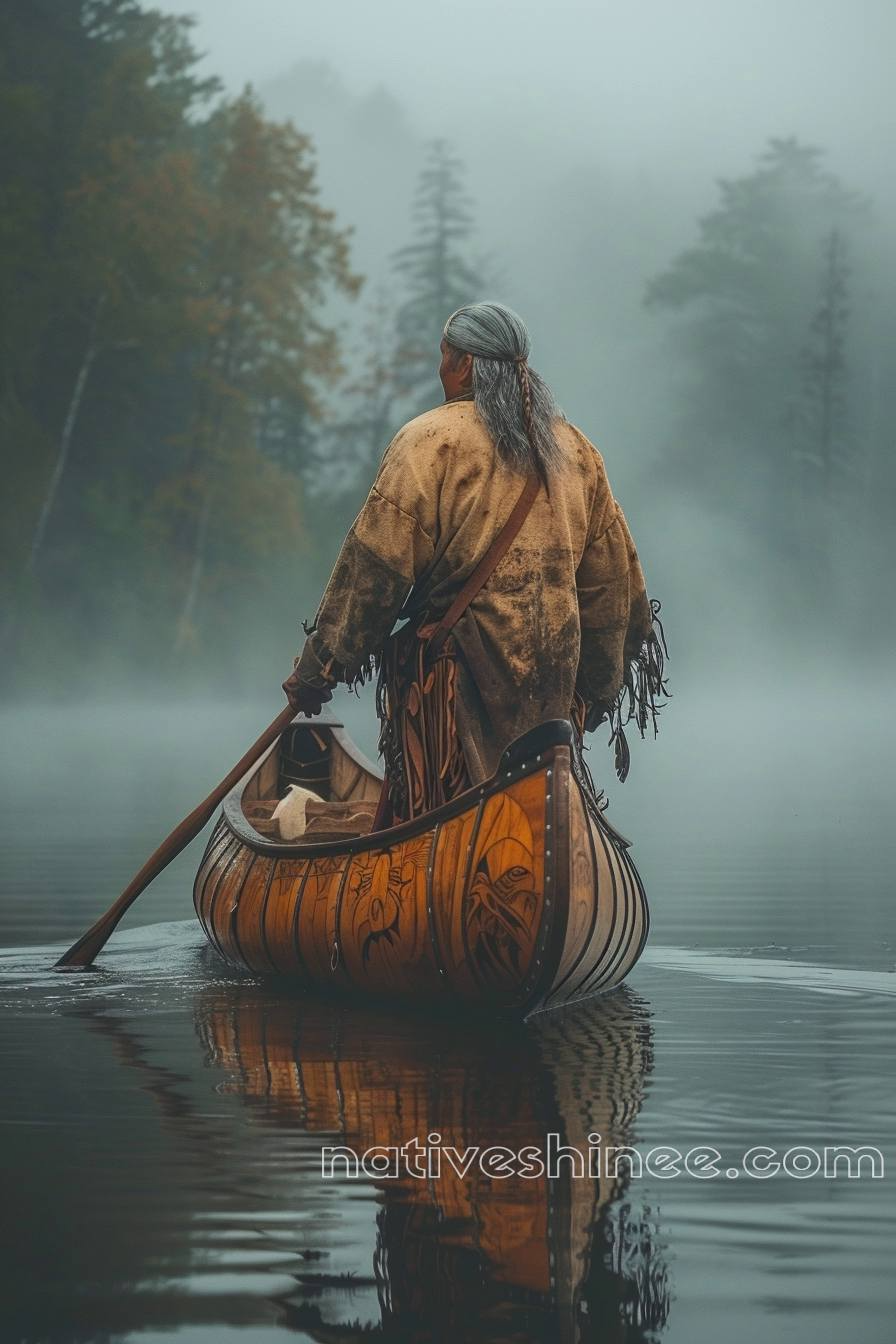 Journey Through Misty Ancestral Waters Native American Canvas