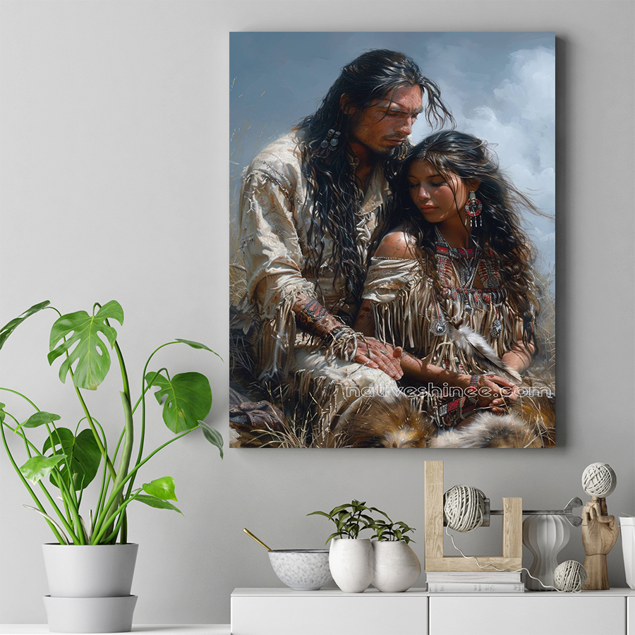 Native Couple in Harmony Native American Canvas