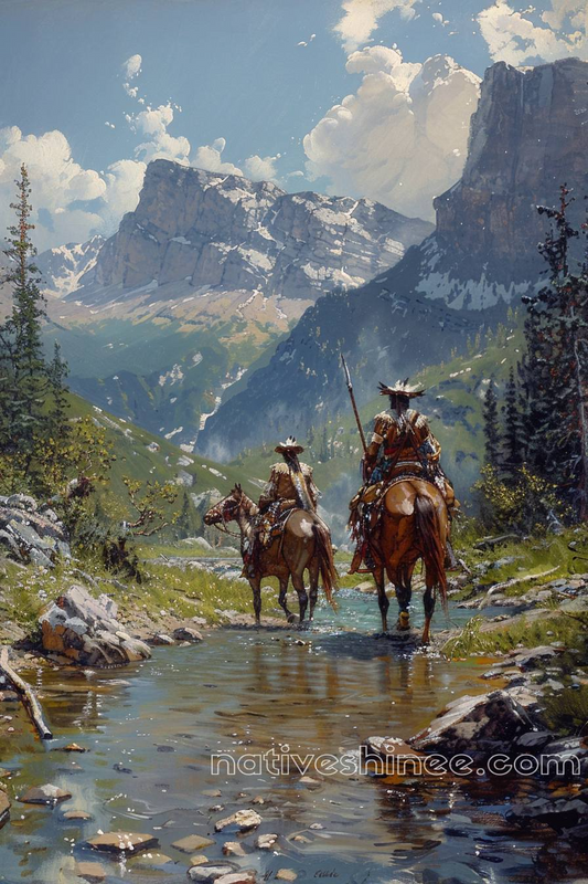 Mountains and Valleys: A Journey Back in Time Native American Canvas