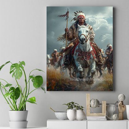 Unyielding Spirit: Warrior’s Ride to Glory Native American Horse Canvas