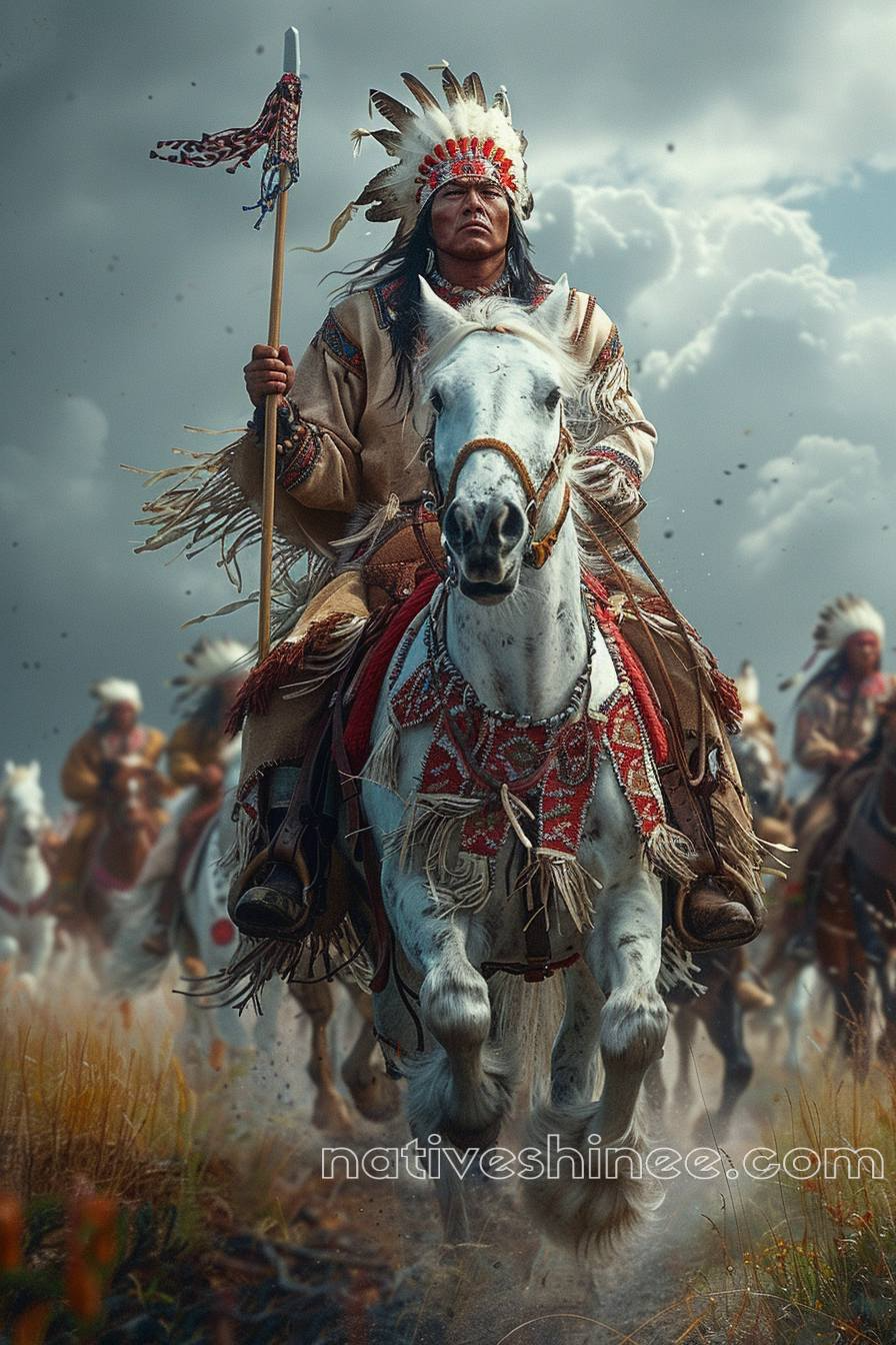 Unyielding Spirit: Warrior’s Ride to Glory Native American Horse Canvas