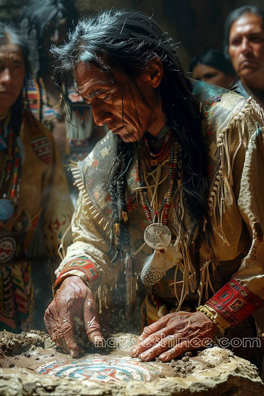 Elder Weaving Spiritual Patterns Native American Canvas