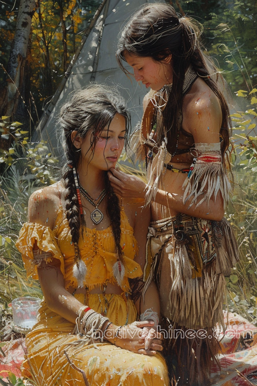 Whispers of the Earth: Sisters in Harmony Native American Canvas