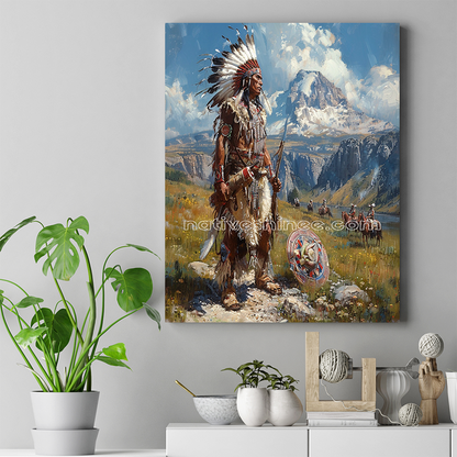 Pride of the Tribe: Guardian of the Land Native American Canvas