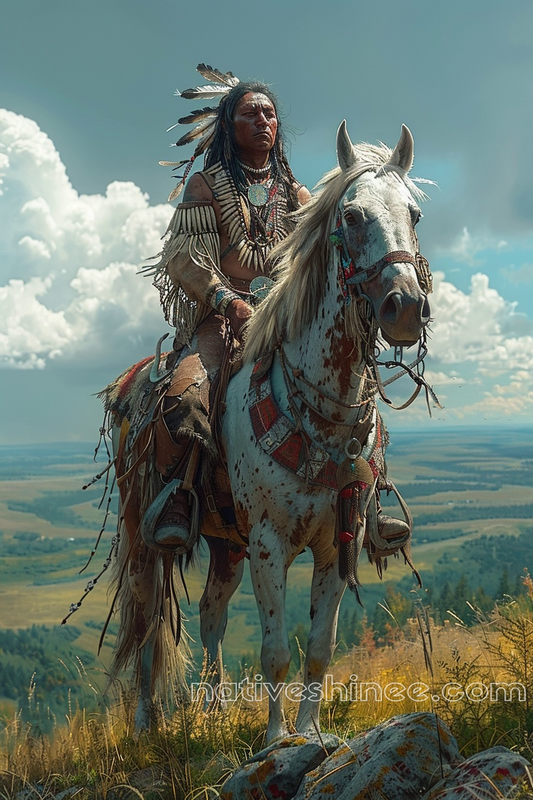 Echoes of Heritage: Horse and Warrior Native American Horse Canvas