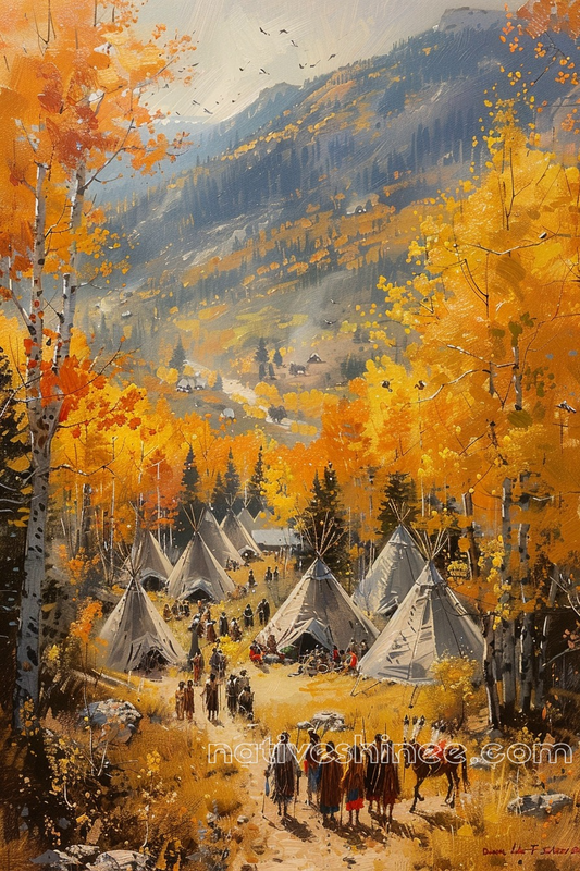 Tribal Harmony in the Colors of Fall Native American Canvas