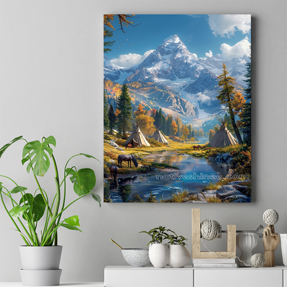 Peaceful Tipi Village in the Alpine Valleys Native American Canvas