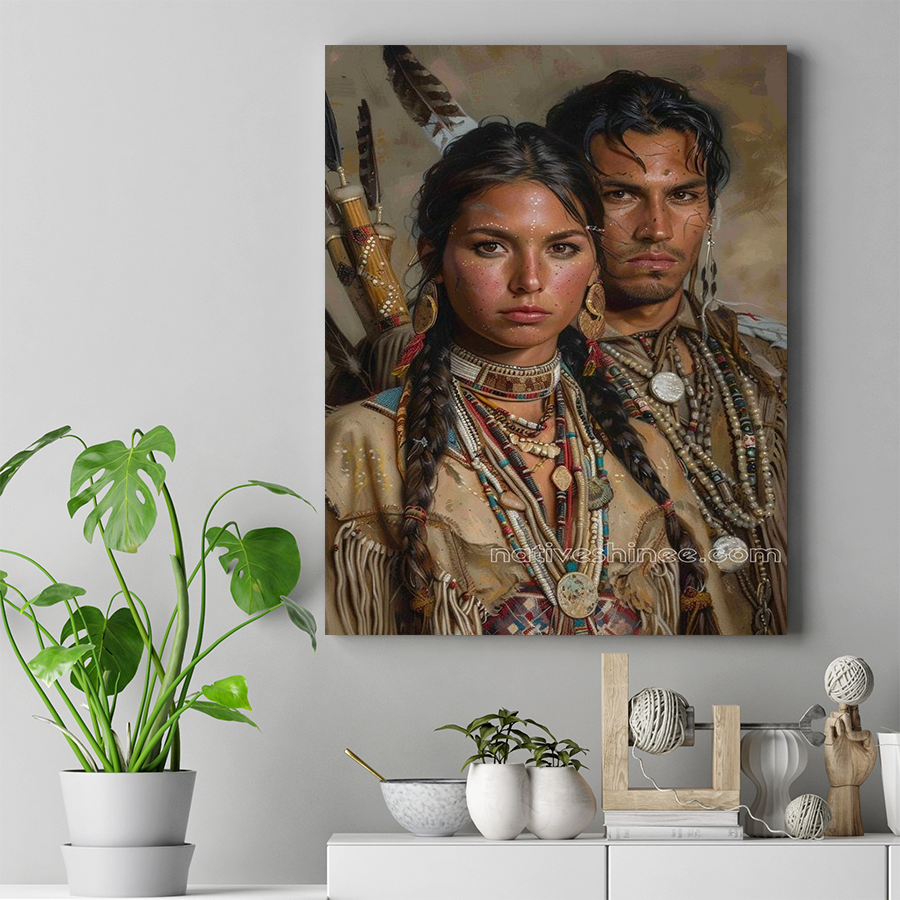 Faces of Resilience and Tradition Native American Canvas