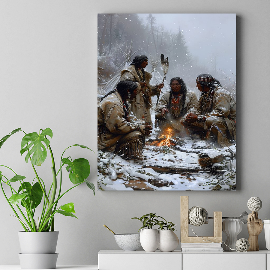 A Circle of Strength in the Heart of Winter Native American Canvas