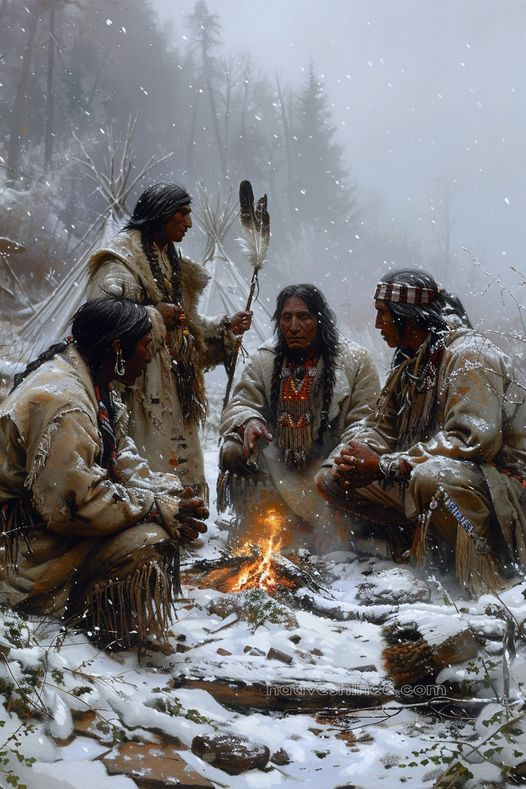 A Circle of Strength in the Heart of Winter Native American Canvas