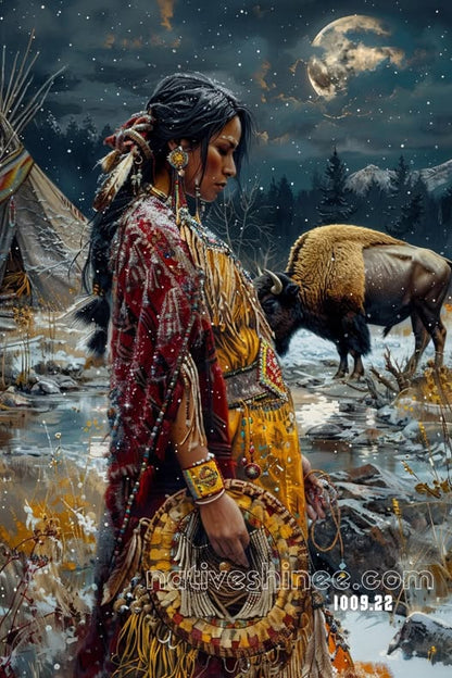 Frost Moon's Silent Kinship Canvas