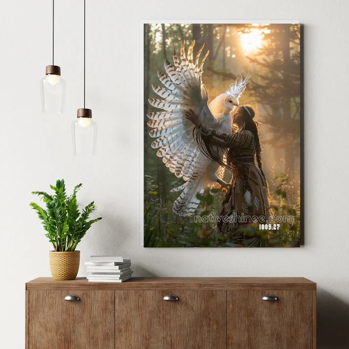 Embrace of the Dawn Owl Canvas