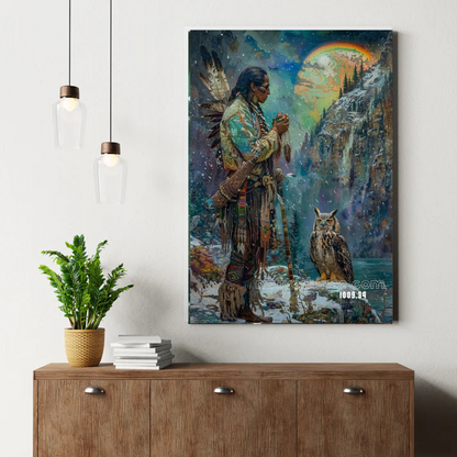 Prayer Under the Moonlit Cliffs Canvas