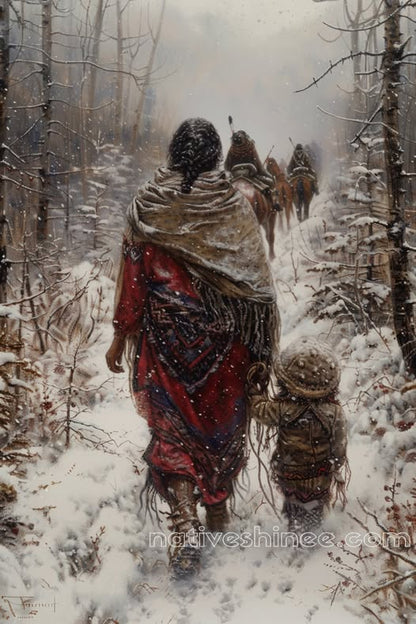 Mother and Child in Snow Canvas