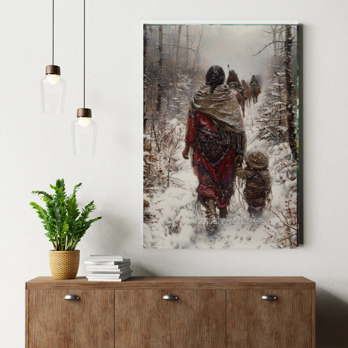 Mother and Child in Snow Canvas