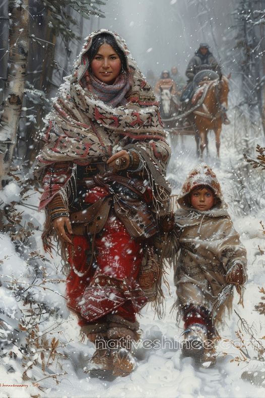 Journey Through the Snow Native American Canvas VA