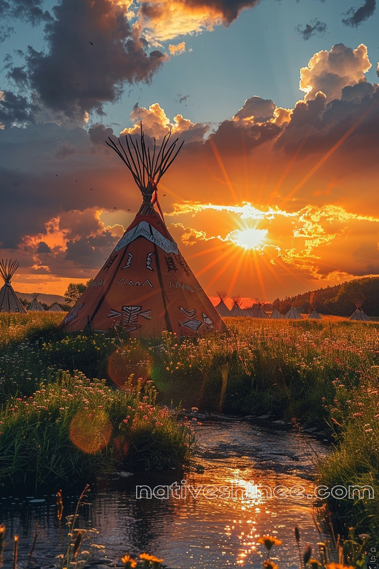 Golden Sunset Over Sacred Native Grounds Native American Canvas