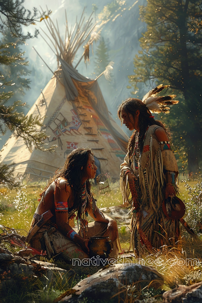 Morning Rituals in Sacred Tribal Lands Native American Canvas