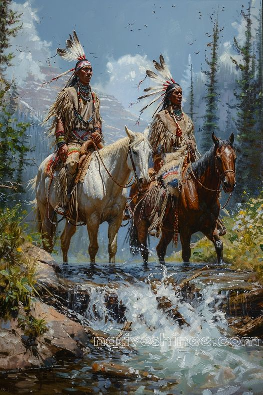 Strength and Unity on Tribal Pathways Native American Warrior Horse Canvas