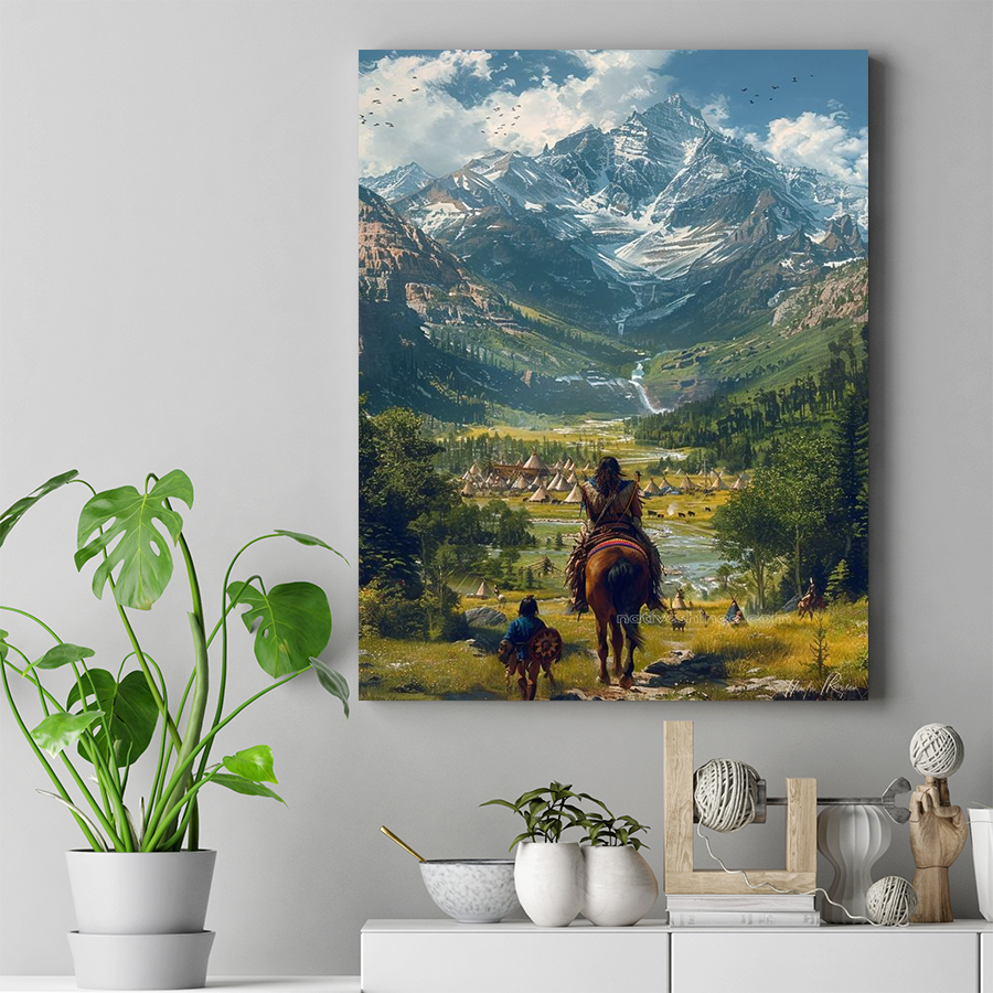 Returning Home to Sacred Ancestral Lands Native American Horse Canvas