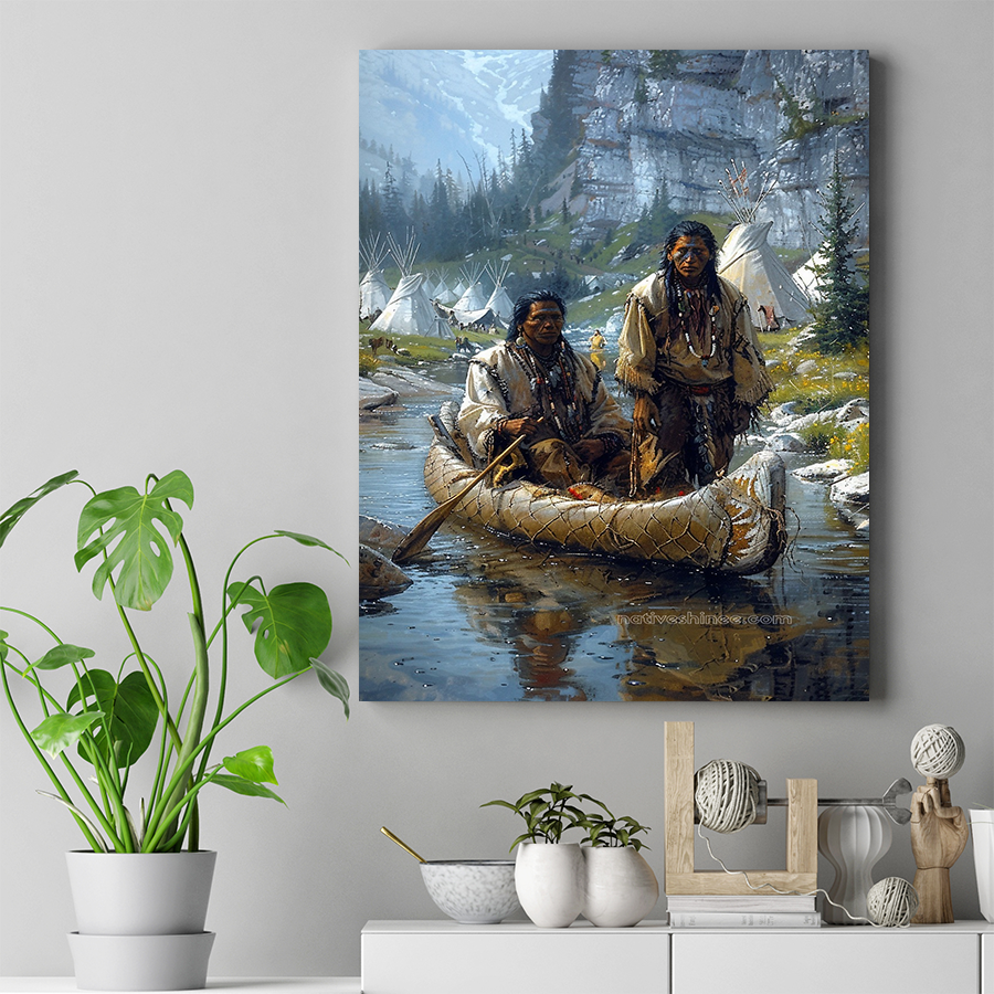 Journeying Home Along the River's Path Native American Canvas