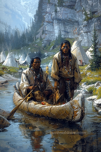 Journeying Home Along the River's Path Native American Canvas