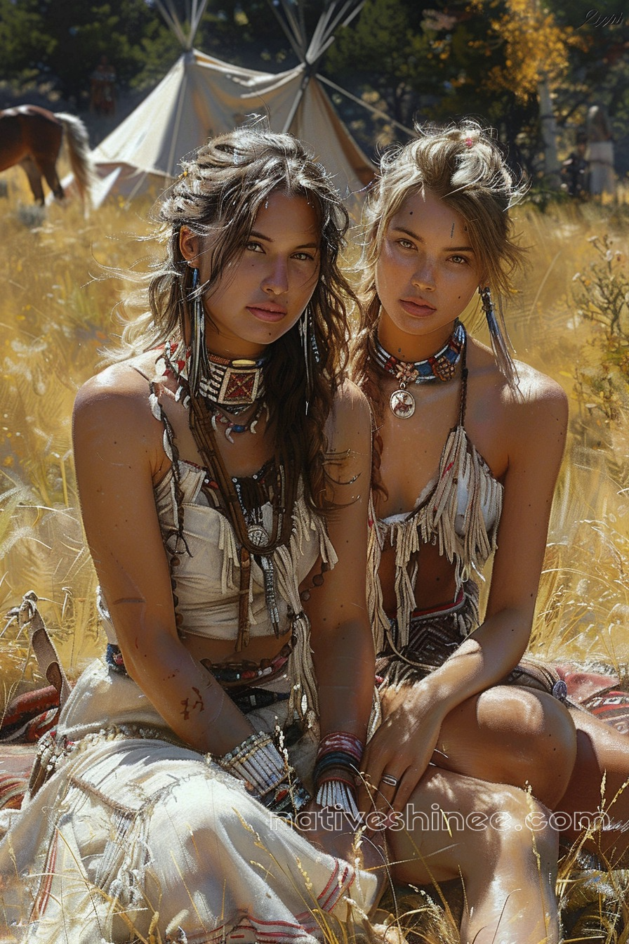 Grace and Beauty in Native Attire Native American Canvas