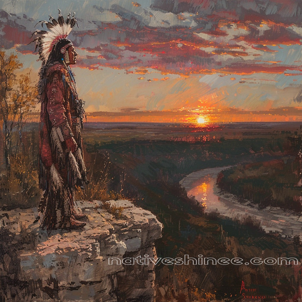 Sunset Warrior Native American Canvas