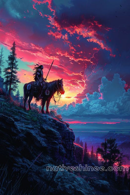 Guardian of the Twilight: Watching Over the Land Native American Canvas VA