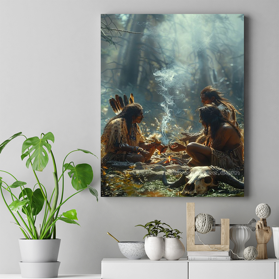 Mystical Conversations in the Sacred Woods Native American Canvas