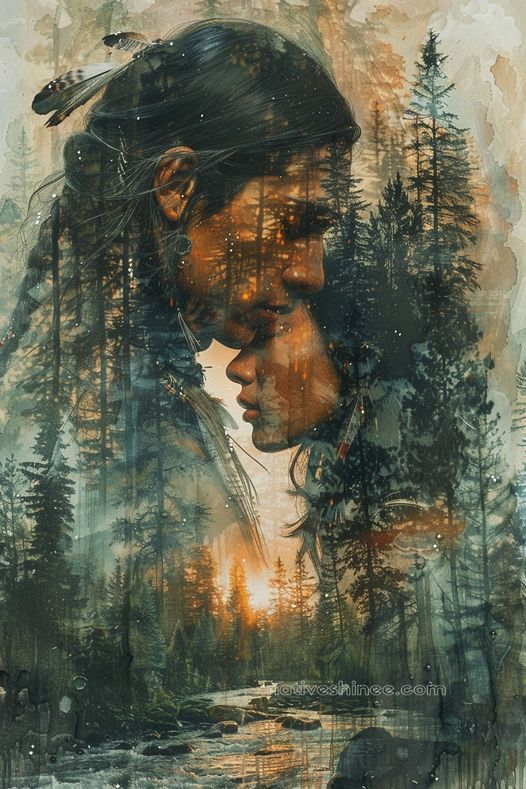 Whispers of the Forest: Timeless Love Native American Canvas