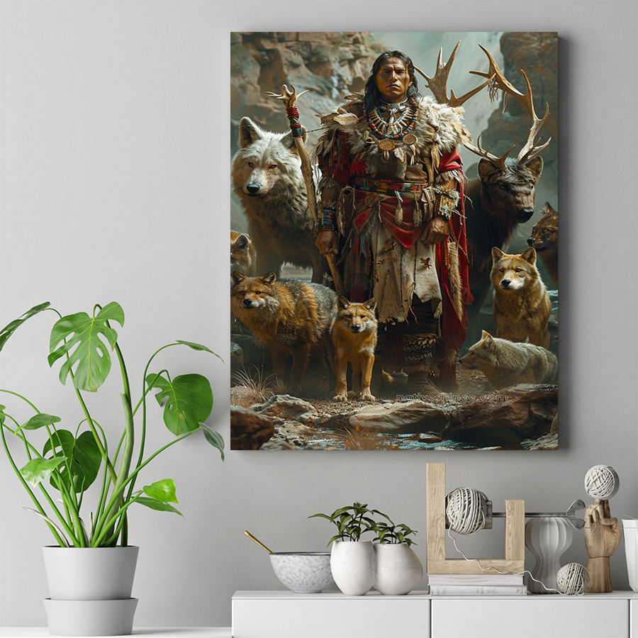 A Native Leader and His Companions Native American Canvas