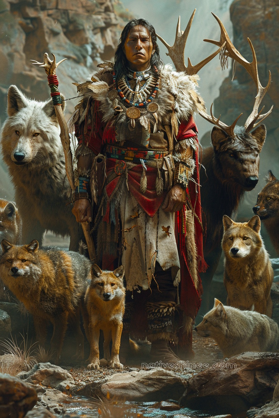 A Native Leader and His Companions Native American Canvas