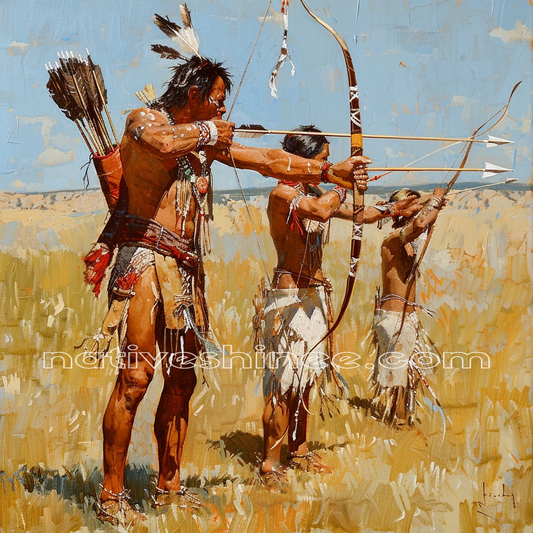 Native American Warriors Honing Their Archery Skills Native American Canvas