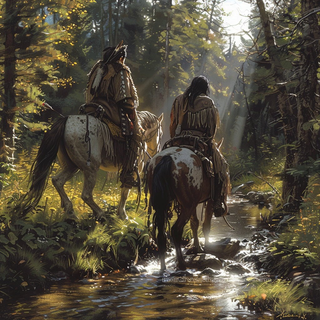 Warriors Journey Through Sacred Forest Path Native American Horse Canvas