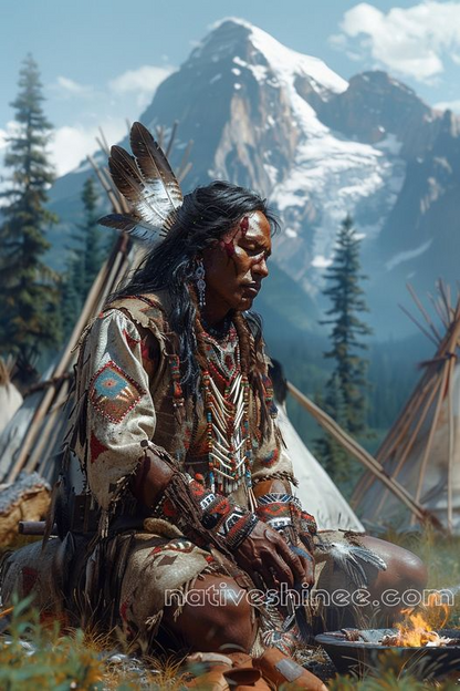 A Moment of Peace and Reverence in the Sacred Mountains Native American Canvas