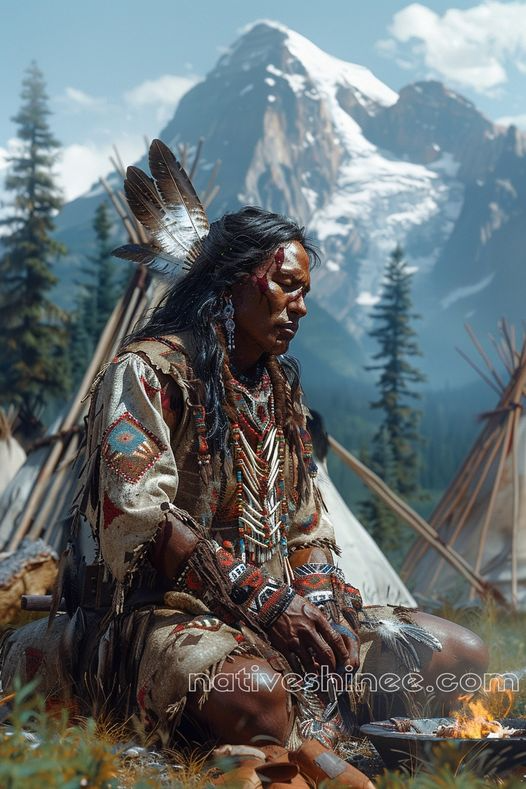 A Moment of Peace and Reverence in the Sacred Mountains Native American Canvas