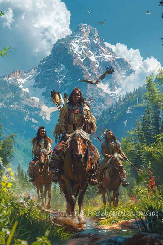 Native Warriors Lead Brave Mountain Expedition Native American Horse Canvas