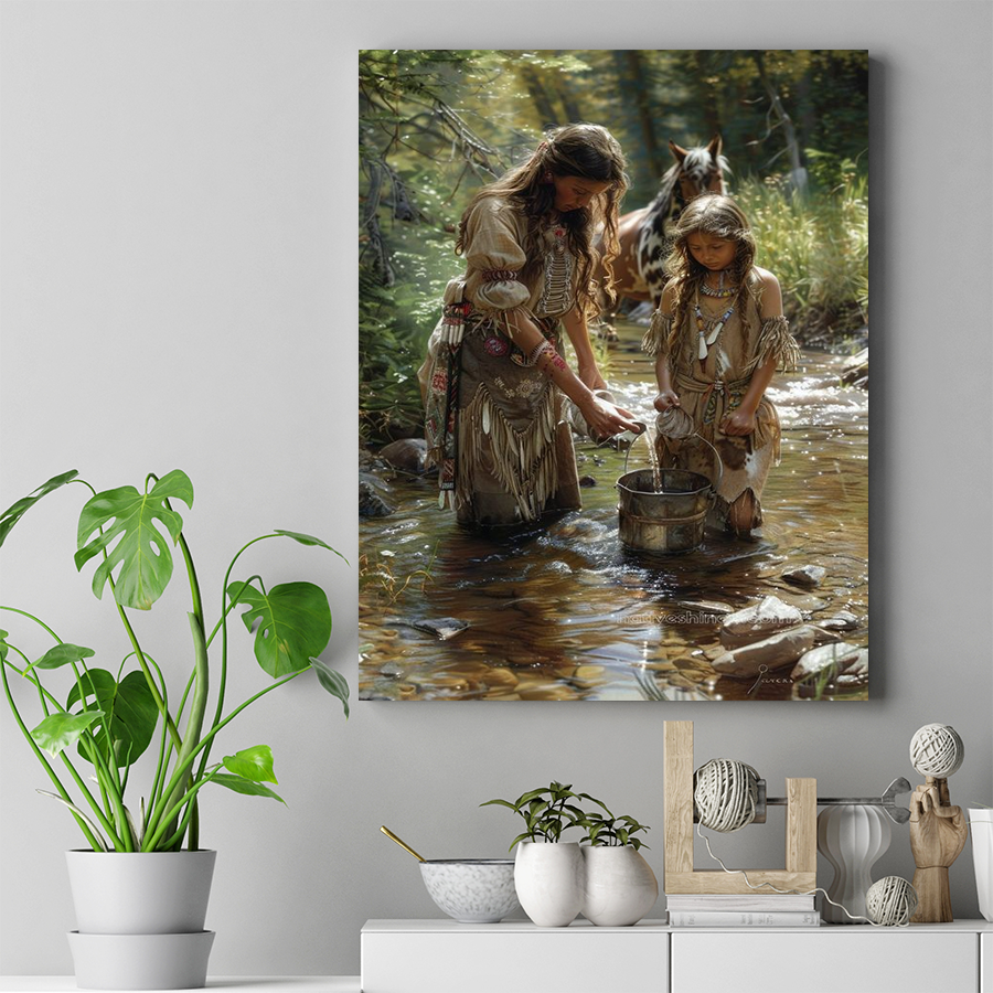 Cherished Moments in Nature's Embrace Native American Canvas