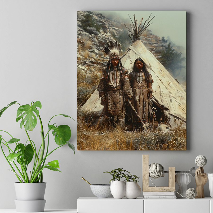 Strength and Honor in Tribal Legacy Native American Canvas