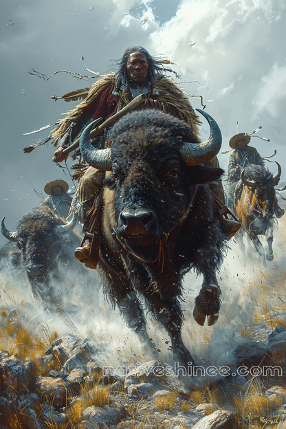 Charging into the Heart of the Plains Native American Canvas