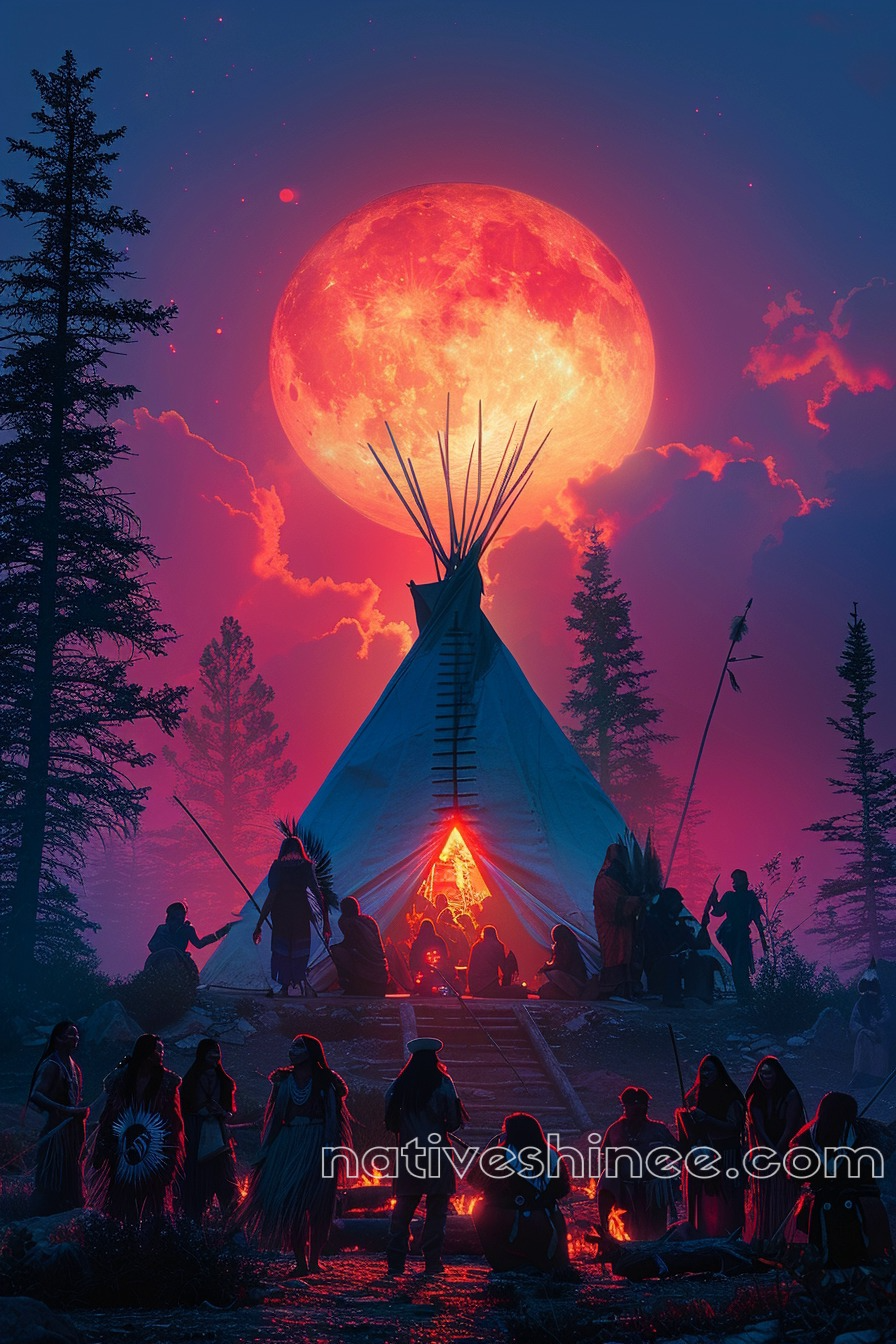 Guided by the Full Moon’s Light Native American Canvas