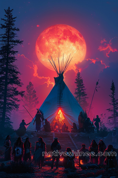 Guided by the Full Moon’s Light Native American Canvas