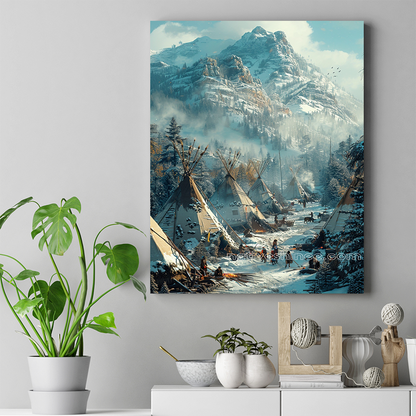 Harmony in the Heart of the Winter Forest Native American Canvas