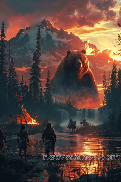 The Bear Spirit Awakens: Protector of the Land Native American Canvas VA