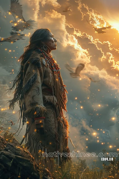 Spirit of the Sky: A Warrior’s Reflection Canvas