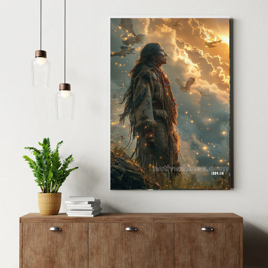 Spirit of the Sky: A Warrior’s Reflection Canvas
