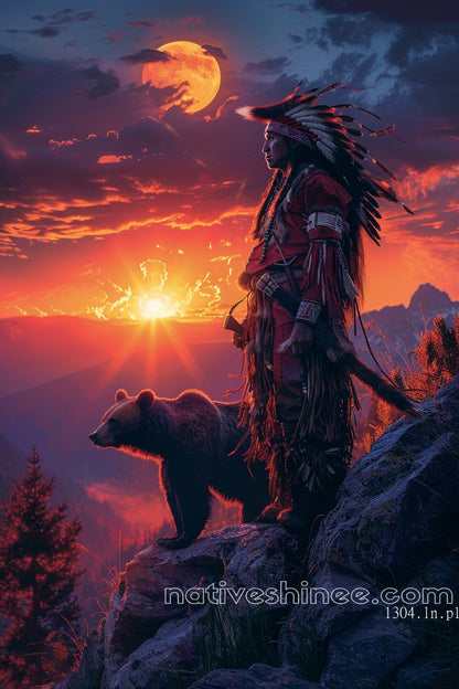 Sunset Bear Guardian Canvas